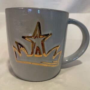 Starbucks 2016 Anniversary Gray Mug with Gold Star and Crown 14oz